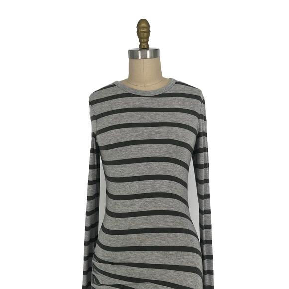 T by Alexander Wang Long Sleeve Asymmetrical Striped Ruched Jersey Dress size XS - Picture 5 of 10
